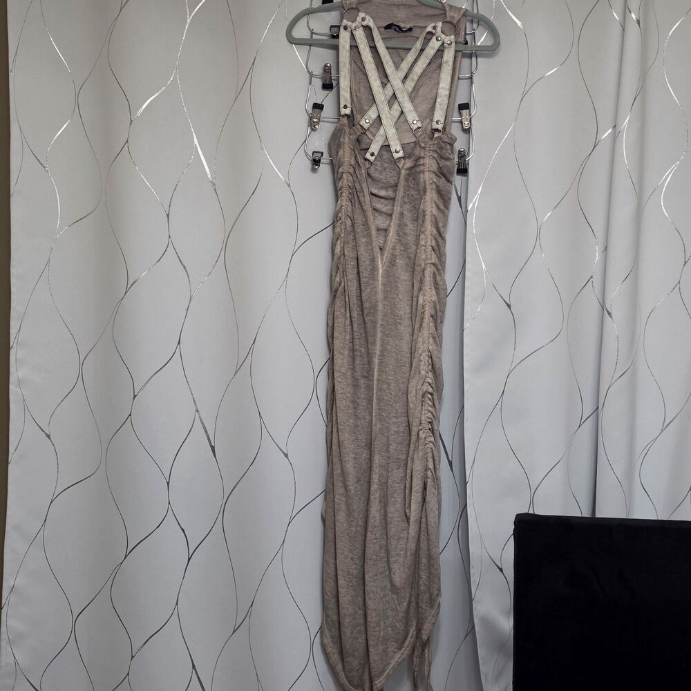 Dolls Kill Tempo Ruched Harness Dress Distressed Brown Read Description